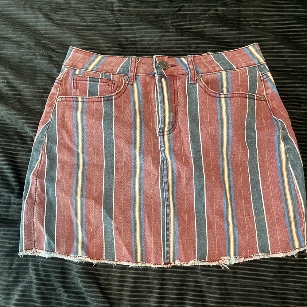 Striped Multicolor Denim Skirt